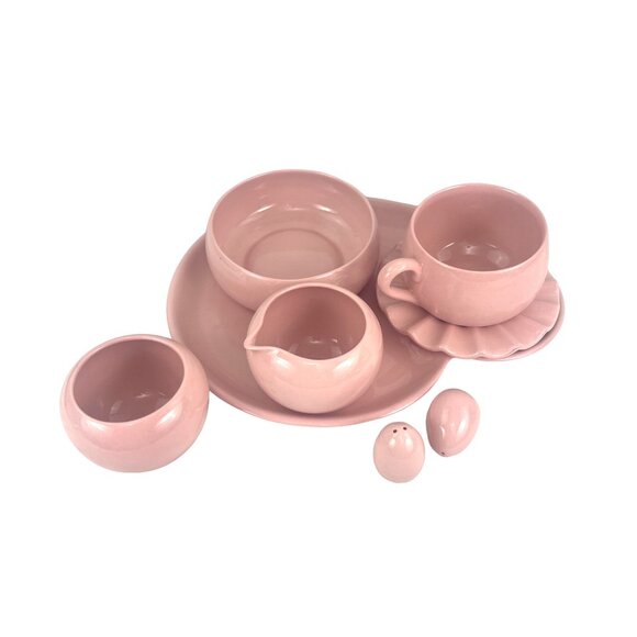 De Anza Porcelain California Pink Breakfas Set With Saucer Creamer Sugar Bowl an - Picture 1 of 15